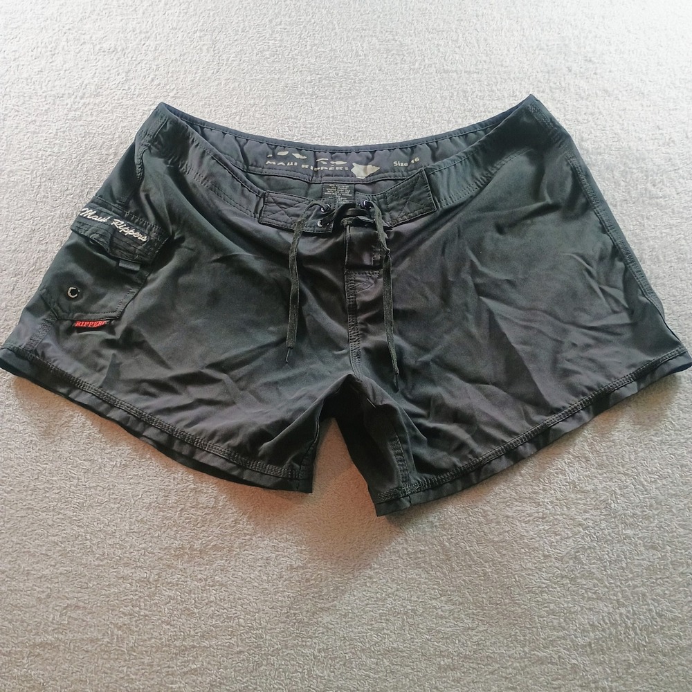 Maui Rippers Women Board Shorts Black Size 16 Stretch Cargo Pocket Surf‎